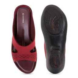 Khadims Maroon Wedge Heels with Laser Cuts image 2