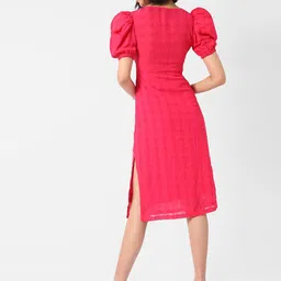 Campus Sutra Red Crepe A-Line Dress image 2