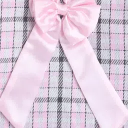 MANY FROCKS & Girls Checked Satin A-Line Casual Dress image 4