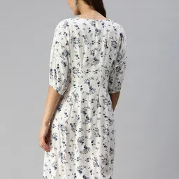 SHOWOFF White Floral Crepe A-Line Dress image 4