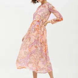 StyleStone Multicoloured Floral Georgette A-Line Midi Dress image 4