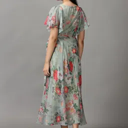 BAESD Floral Print Georgette Flared Sleeves Maxi Dress image 4