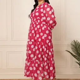 DEEBACO Plus Size Ethnic Motifs Print Georgette Maxi Dress image 4