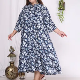 KALINI Floral Printed Maxi Fit & Flare Ethnic Dress image 4