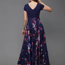 Miss Chase Navy Blue Floral Print Maxi Dress image 4