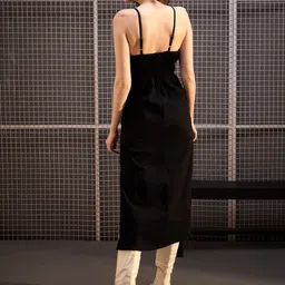 StyleStone Shoulder Straps Corset Style A-Line Midi Dress image 4