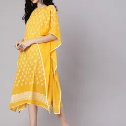 Anouk Ethnic Motifs Print Round Neck Kimono Sleeve Kaftan Midi Casual Dress image 5