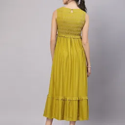 aayu Round Neck Smocked A-Line Midi Dress image 4