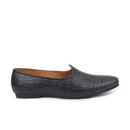 FAUSTO Men Textured Lightweight Slip On Mojaris image 2
