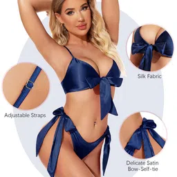 Beera Satin Bow Tie Bra And Panty Baby Dolls image 4