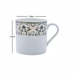 SONAKI White & Green 6 Pieces Floral Printed Bone China Glossy Mugs image 4