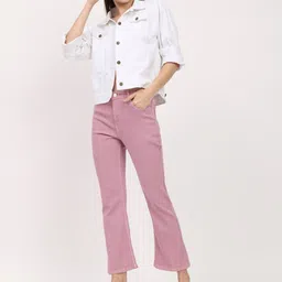 AngelFab Women Jean Bootcut Mid-Rise Cotton Stretchable Jeans image 2