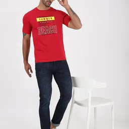 JADE BLUE Men Slim Fit Low Distress Light Fade Stretchable Jeans image 2