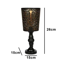 MFD HOME FURNISHING Black Metal Contemporary Cylindrical Shaped Table Lamp with Bulb image 4