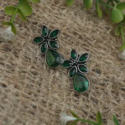 Ozanoo Silver-Plated Oxidised Classic Drop Earrings image 3