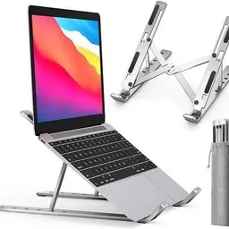 LUCKYY Foldable Desktop Holder Aluminium Desk Stand Laptop Stand with Adjustable Height Compatible with Universal Laptops-image-0