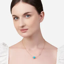 MINUTIAE Rose Gold & Blue Brass Handcrafted Necklace image 3