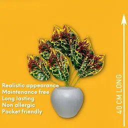 ARTSY Green & Orange Maple Artificial Plant With Pot image 4