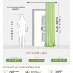 DDecor Sea Green & Off White Floral Room Darkening Long Door Curtain image 4