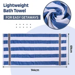 Kuber Industries White & Brown 2 Pieces Striped Cotton 150 GSM Bath Towel image 4