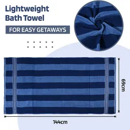 Kuber Industries White & Blue 4 Pieces Striped Cotton 150 GSM Bath Towel image 4