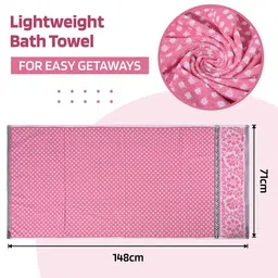 Kuber Industries Pink & White 4 Pieces Printed Cotton 150 GSM Bath Towels image 4