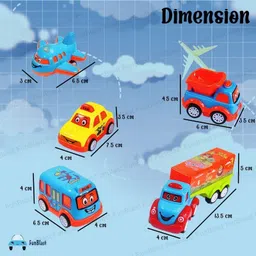 funblast Unbreakable Pull Back Vehicles Car Toy (Set Of 5) - Push And Go Crawling Toy, P image 2