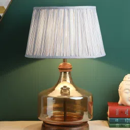 Katana White Fabric Shade Night Lamp With Glass Base By Kapoor LampShades image 1