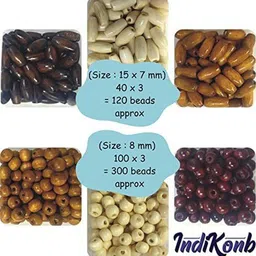 indikonb 800 pcs Wooden Beads for Jewelry Making , Art and Craft and DIY Projects image 3