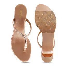 Metro Gold-Toned Embellished Block Heels image 5