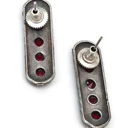 Ozanoo Silver-Plated Oxidised Classic Drop Earrings image 4