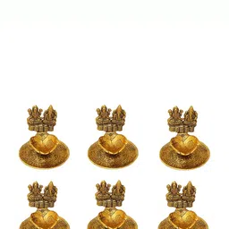 INTERNATIONAL GIFT Brown & Gold Toned Tirupati Balaji With Charan Paduka & Diya Gift Set image 5