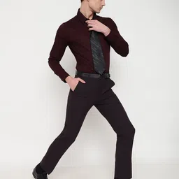 SUBTRACT Men Wrinkle Free Slim Fit Mid Rise Formal Trouser image 3