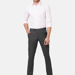 BYFORD by Pantaloons Men Textured Slim Fit Low-Rise Formal Trousers image 4