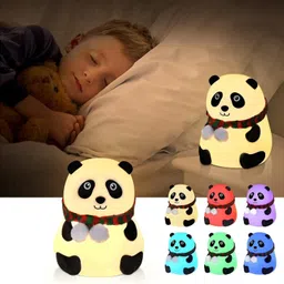 jesal new Panda Night Light for Kids -Soft Silicone Rechargeable Lamp with Tap Control - 15 cm image 2