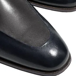 Rapawalk Blue & Grey Handcrafted Standard Width Leather Slipons image 4