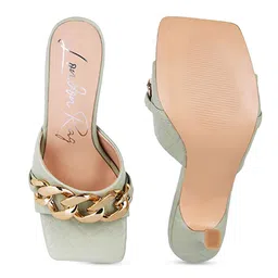 London Rag Green Embellished Party Stilettos image 4