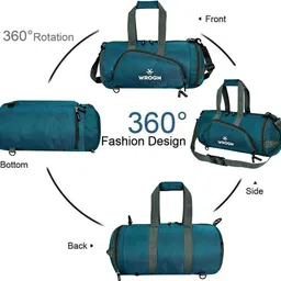 wrogn 35 L Gym Duffel Bag - Trendy Unisex gym bag Cum Backpack with Shoe Compartment / Gym Bag for Travel - - Green image 3