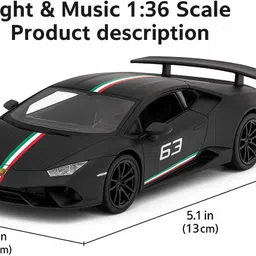 brightway toys 1:36 Scale Alloy Lamborghini Car Die-cast Metal Toy Pull Back and Light & Musi image 4