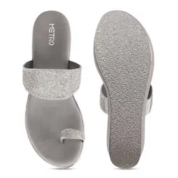 Metro Silver-Toned Wedge Sandals Heels image 2