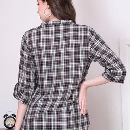 Secret Wish Women Checked Cotton Maternity Shirt Style Top image 4