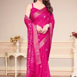 billorani Printed Bandhani Silk Blend Saree image 5