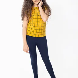 indian flower Girls Navy Blue Solid Churidar-Length Leggings image 2