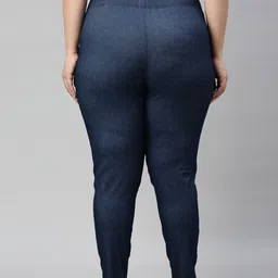 Go Colors Women Blue Solid Slim-Fit Ankle-Length Leggings image 4