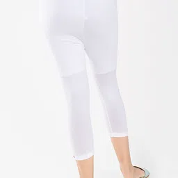 indian flower Girls White Solid Three-Fourth Length Leggings image 2