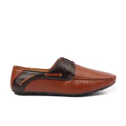 FAUSTO Men Tan Colourblocked PU Lightweight Loafers image 2