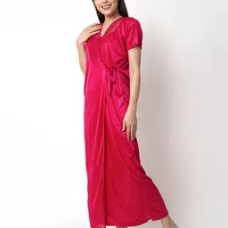 AVYAY Self Design Satin Maxi Wrap Nightdress image 4