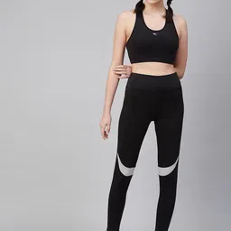 Alcis Women Black Solid Training Tights image 4