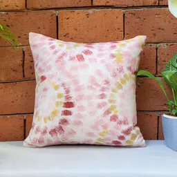 ZEBA Pink & Yellow Abstract Printed Square Cushion Cover image 4