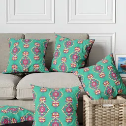 ANS Teal & Purple 5Pcs Quirky Square Cushion Covers image 3